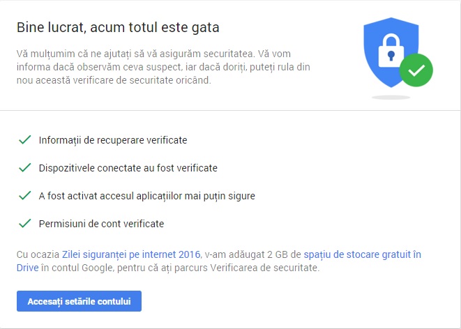 Verificarea securității contului Google
